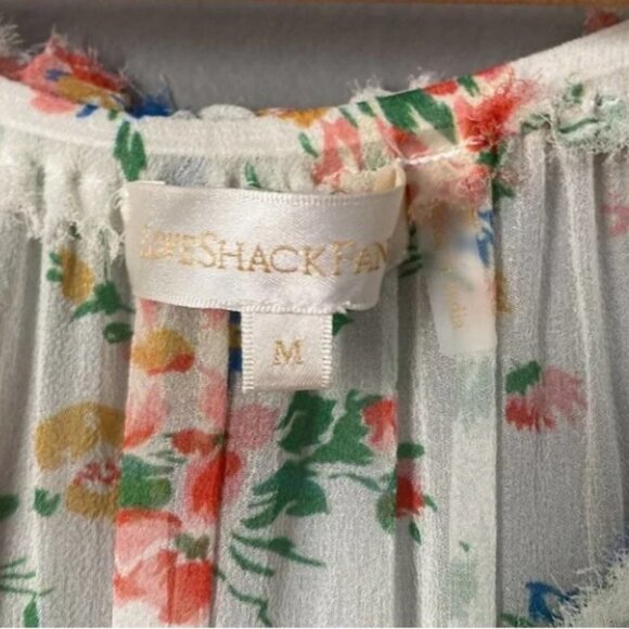 NWOT LOVESHACKFANCY Silk Popover Dress Ruffle in Floral Confetti (Size M) - Picture 8 of 9